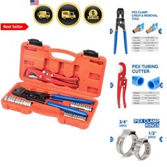 PEX Clamp Tool Kit PEX Ring Crimping & Removal 33pc for 3/8 1/2 3/4 1 inch&hellip;