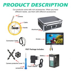 1000TVL Pipe Inspection Camera Self-levelling 512HZ 7&Prime; 30M Drain Sewer Camera