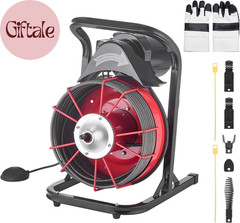 Drain Cleaner Machine 75 FT X 1/2 Inch, Sewer Snake Auger Manual Feed with 4 Cut