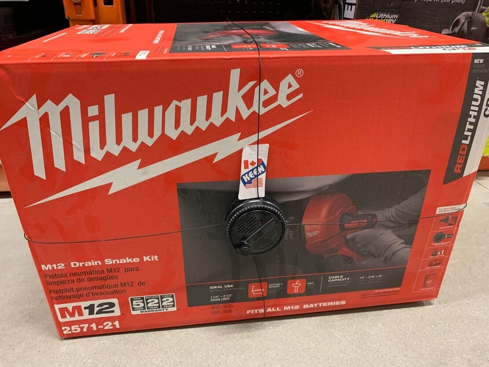 Milwaukee CANADA 12V Lithium-Ion Cordless Auger Snake Drain Cleaning Kit