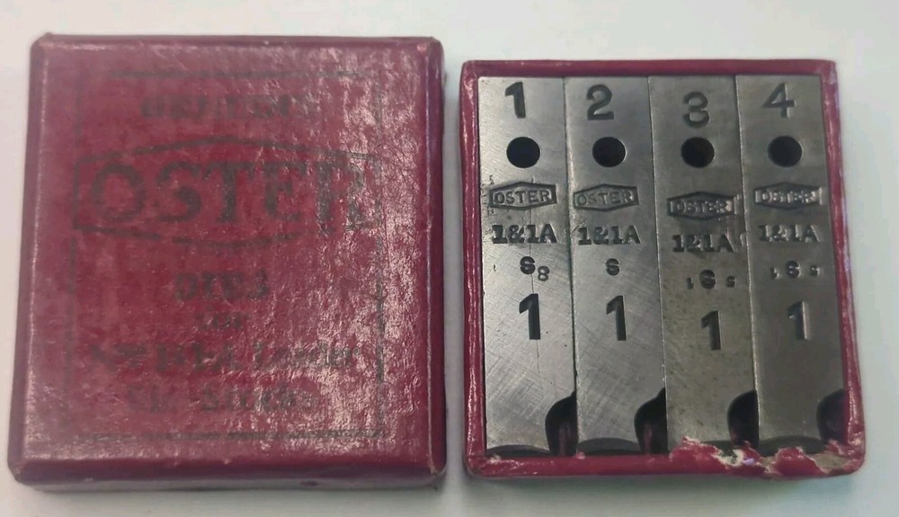 Vintage Genuine OSTER Dies for Nos. 1&1A Leader Die Stocks ~ Size 1&Prime;