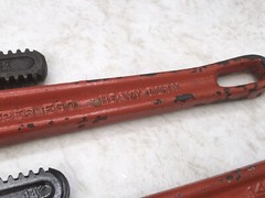 Pipe Wrenches, 14in., 2pc Lot, Super Ego (Spain) And Unbranded(China)