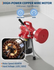 Auto-Feed Sewer Snake Drain Cleaning Machine W/66FT x 5/8&Prime; & 16FT x 3/8&Prime; Cables