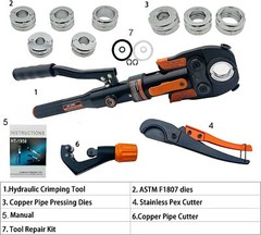 Copper Press Tool PEX Crimping Tool with 1/2&Prime;, 3/4&Prime;, 1&Prime; Dies for Copper Pipe