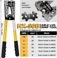 Battery Cable Lug Crimping Tool Kit with Cable Cutter ＆180pcs Copper Wire Lugs,