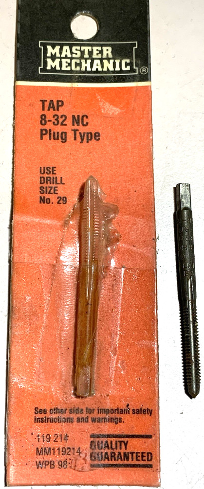 #8- 32 NC Plug Tap MASTER MECHANIC 119 214 MM119214 WPB 98 $10.00