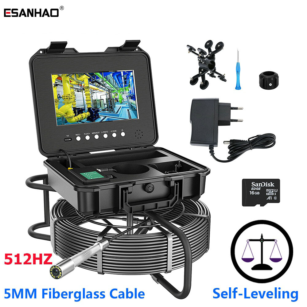 262ft Sewer Pipe Inspection Camera with Locator Self-leveling 10.1&Prime; Monitor DVR