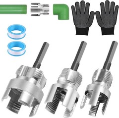 3Pcs PVC Pipe Threader Kit 1/2&Prime; 3/4&Prime; 1&Prime; NPT Dual-Function Internal & External