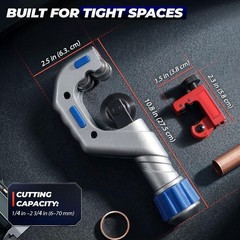 Heavy Duty Copper Pipe Cutter Set &ndash; 1/4&Prime; to 2 3/4&Prime; & Mini Tube Cutter for Plumbi