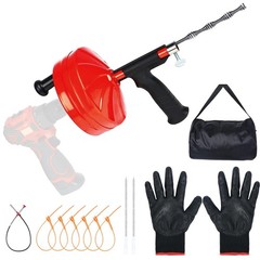 50 Ft Drain Auger &ndash; Manual/Drill Powered Plumbing Snake, Heavy Duty, Flexible, G
