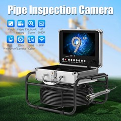 23mm WIFI Drain Sewer Camera Pipe Inspection Camera DVR 16GB 9&rdquo; Monitor 50M