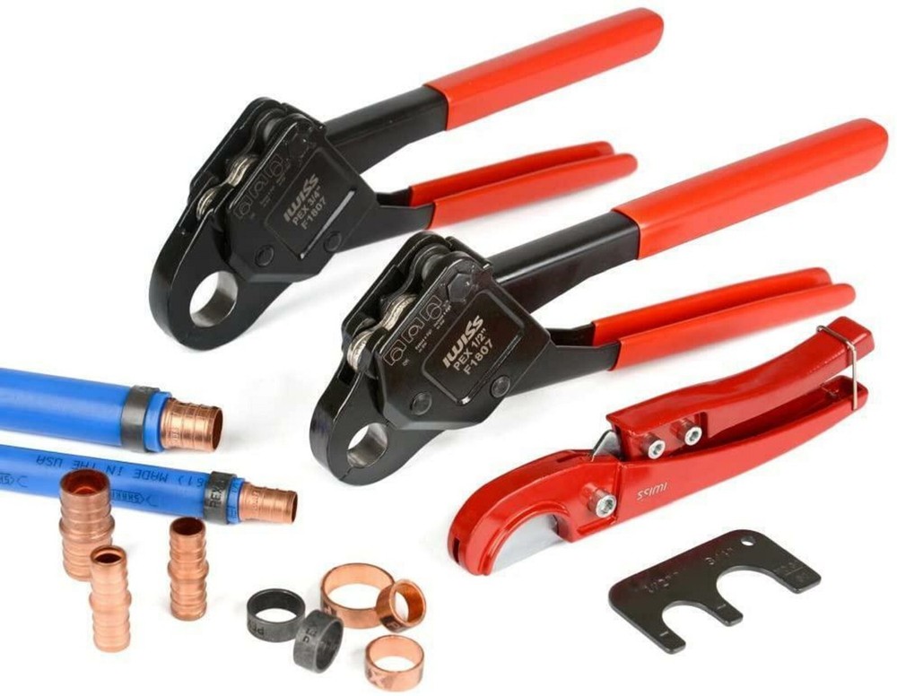 IWISS Combo Angle Head PEX Pipe Crimping Tool Kits Used for 1/2&Prime; 3/4&Prime; Pex Crim