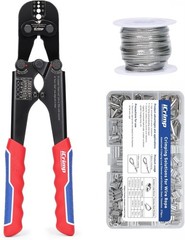 iCrimp 1608MC 2-In-1 Wire Rope Crimping Tool Kit with Built-In Cable Cutter, 4 D