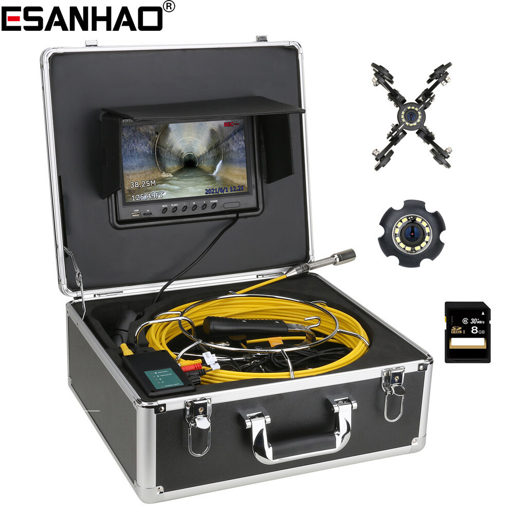 50M Sewer Camera Pipe inspection Camera 1000TVL Meter Counter 9&Prime; DVR Monitor