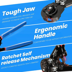 2-in-1 Ratchet PEX Crimping Tool with Cutter and 35 Stainless Steel Clamps