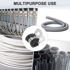 30-Pack Cable Clamps, 6 mm 304 Stainless Steel Rubber R Shape for Tube