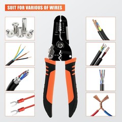 5-In-1 Professional Wire Stripper Tool, Crimpers & Cutters for 10-20 AWG, Orange