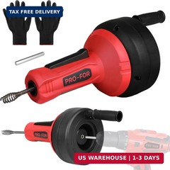 Drain Auger, 16.4FT Plumbing Snake Drain Clog Remover, Manual & Drill Powered Dr