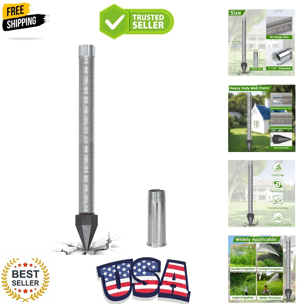 Sand Point Well Kit,36&Prime;L DIY Water Well Drilling Kit,1-1/4&Prime;Stainless Steel | &hellip;