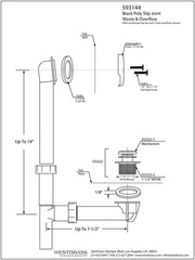 Westbrass 593144-62 14&Prime; Black Tubular Bathtub Waste & 1-Pack, Matte