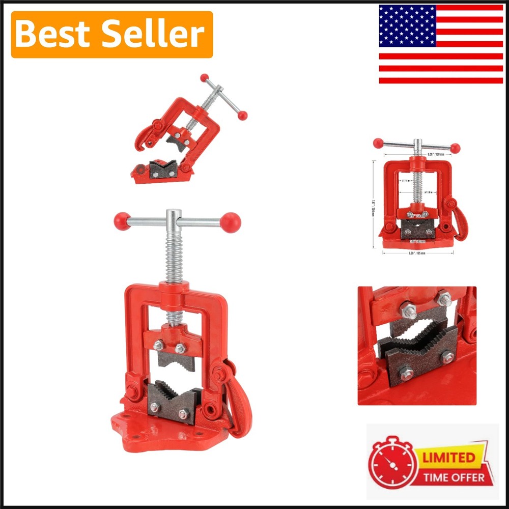 Heavy Duty Cast Iron Pipe Vice &ndash; 0.4 to 2.4 Inches Capacity, Durable & Portable