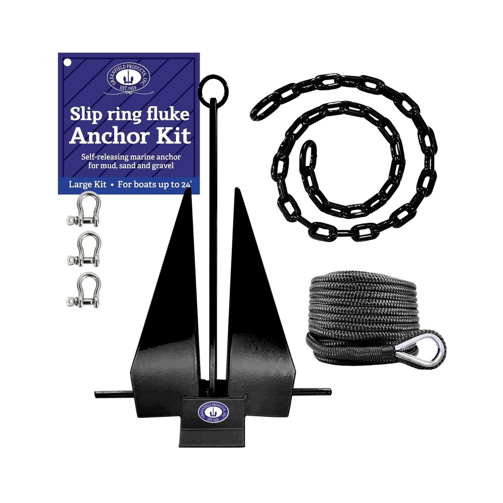 Greenfield Complete Fluke Anchor Kit &ndash; American-Made, Includes Chain, 100f
