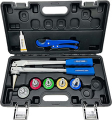 PEX Expansion Tool Kit Manual Tube With 5 PCS Expander Heads 3/8&rdquo; 1/2&Prime; 5/8&Prime; 3/4&Prime;