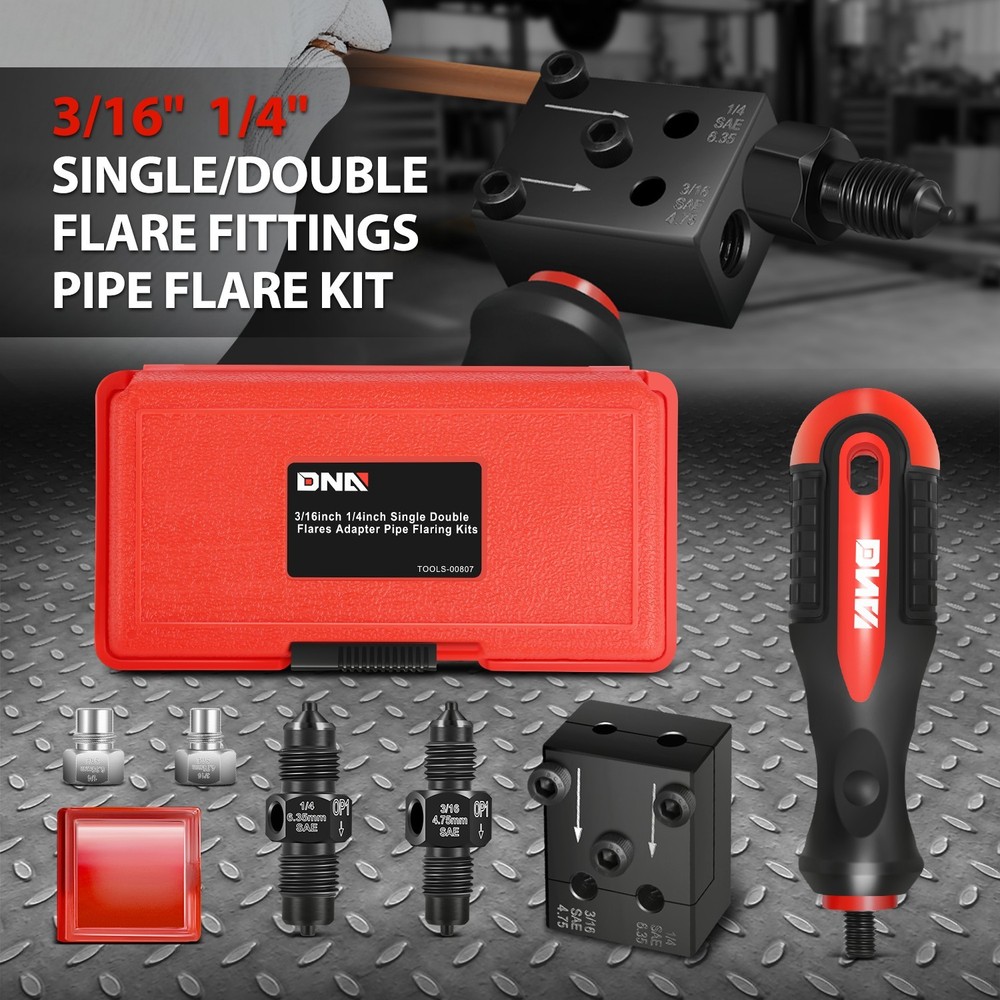 7Pc 3/16&Prime; 1/4&Prime; Vehicle Brake Line Single Double Flares Adapter Pipe Flaring Kits