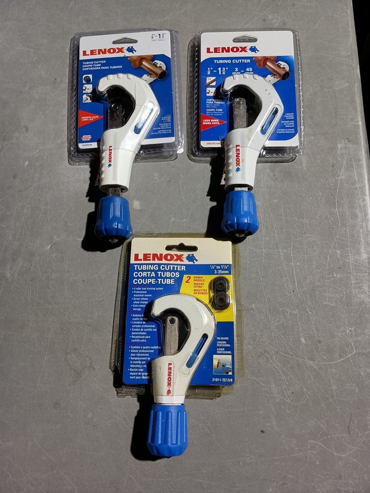(3) Lenox Tubing Cutters (2) Slide Handle (1) Standard w/ Built in Reamers