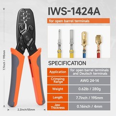 iCrimp Non Insulated Open Barrel Terminal Crimp Tool &ndash; Wire Crimper for Molex, D