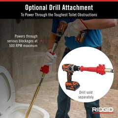 Power Drill Compatible 6 ft Closet Auger &ndash; Safe & Lightweight Clog Remover