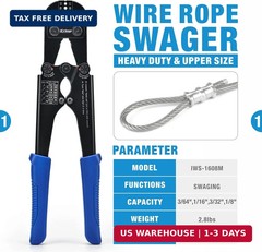 iCrimp Wire Rope Crimping Tool for Aluminum Loop Sleeve, Two Barrel Ferrule, Ova