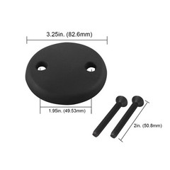 CalcMetal Dual Hole Bathtub Drain Overflow Plate with Two Matte Black