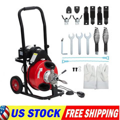 100 FT x 1/2&Prime; Drain Cleaner Electric Sewer Snake Cleaning Machine 110V w/ Gloves