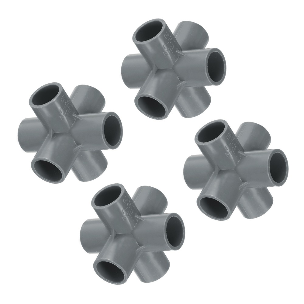 4pcs 6 Way Pipe Fittings 1/2&Prime; Elbow Pipe Connector Build Grade 90 Degree,Grey