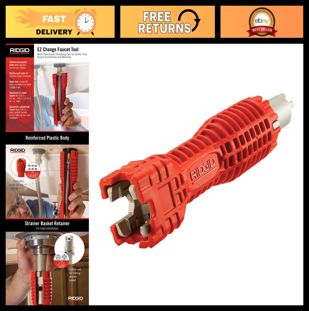 EZ Change Plumbing Wrench for Faucet Installation & Removal Tool &ndash; Adjustable, D