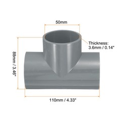 8pcs PVC Fitting 1-1/2&Prime; 3 Ways Connector Build Grade Pipe Coupling, Grey