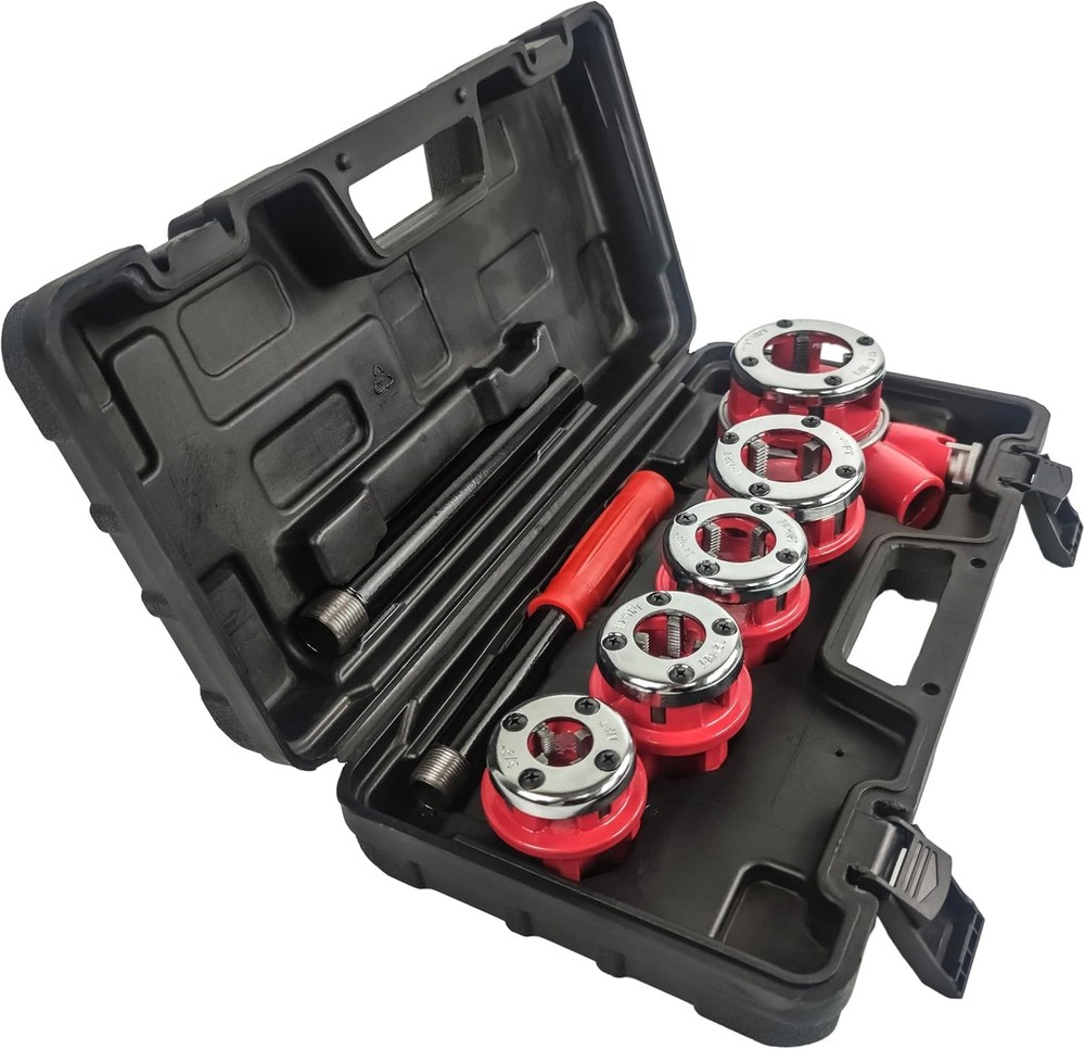 Ratchet Pipe Threader Kit Ratcheting Pipe Threading Tool Set 5 Dies