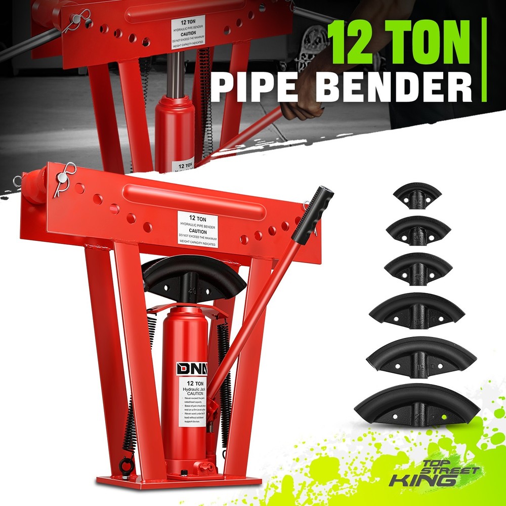 24x 6.2x 21.6 Manual Hydraulic 12 Ton Pipe Bender Exhaust Tube w/ 6 Bending Dies