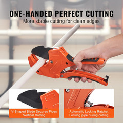 PVC Pipe Cutter, up to 2-1/2&Prime; O.D. Ratchet Pipe Cutter Heavy Duty, Professional