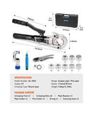 Hydraulic Copper Tube Fittings Press Crimping Tool Kit for 1/2, 3/4, 1&Prime; PEX P&hellip;
