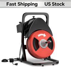250W Portable 50FT 1/2In Heavy Duty Drain Auger Sewer Snake Cleaner