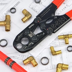 iCrimp 1/2&Prime; 3/4&Prime; PEX Crimp Tool Combo ASTM F1807 Copper Ring Gauge