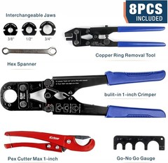 iCrimp F1807 Copper Ring Crimping Tool Kit for 3/8,1/2,3/4,1&Prime;, PEX Crimper | &hellip;