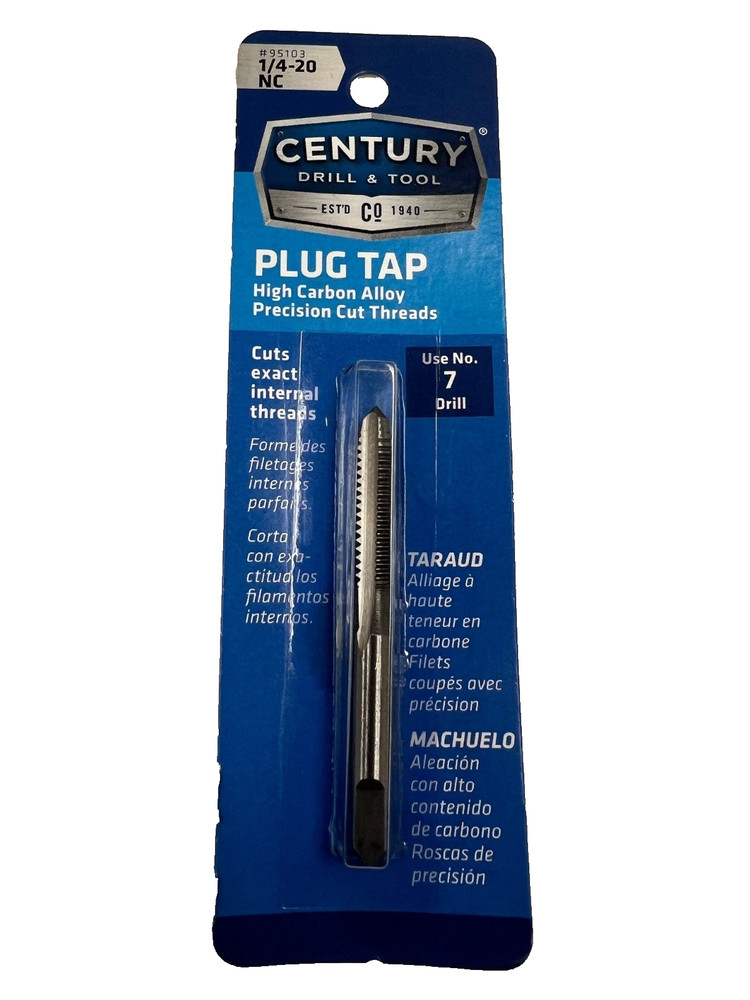 Century Drill & Tool 1/4-20 NC Carbon Steel Plug Tap (95103)
