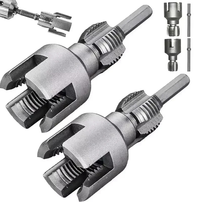 2pcs PVC Pipe Threader Kit Internal External Threading Set Plumbing Hand Tool