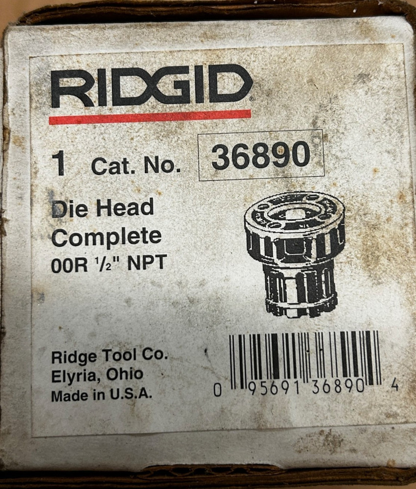 Ridgid Cat No 36890 Die Head Complete 00R 1/2&Prime; NPT