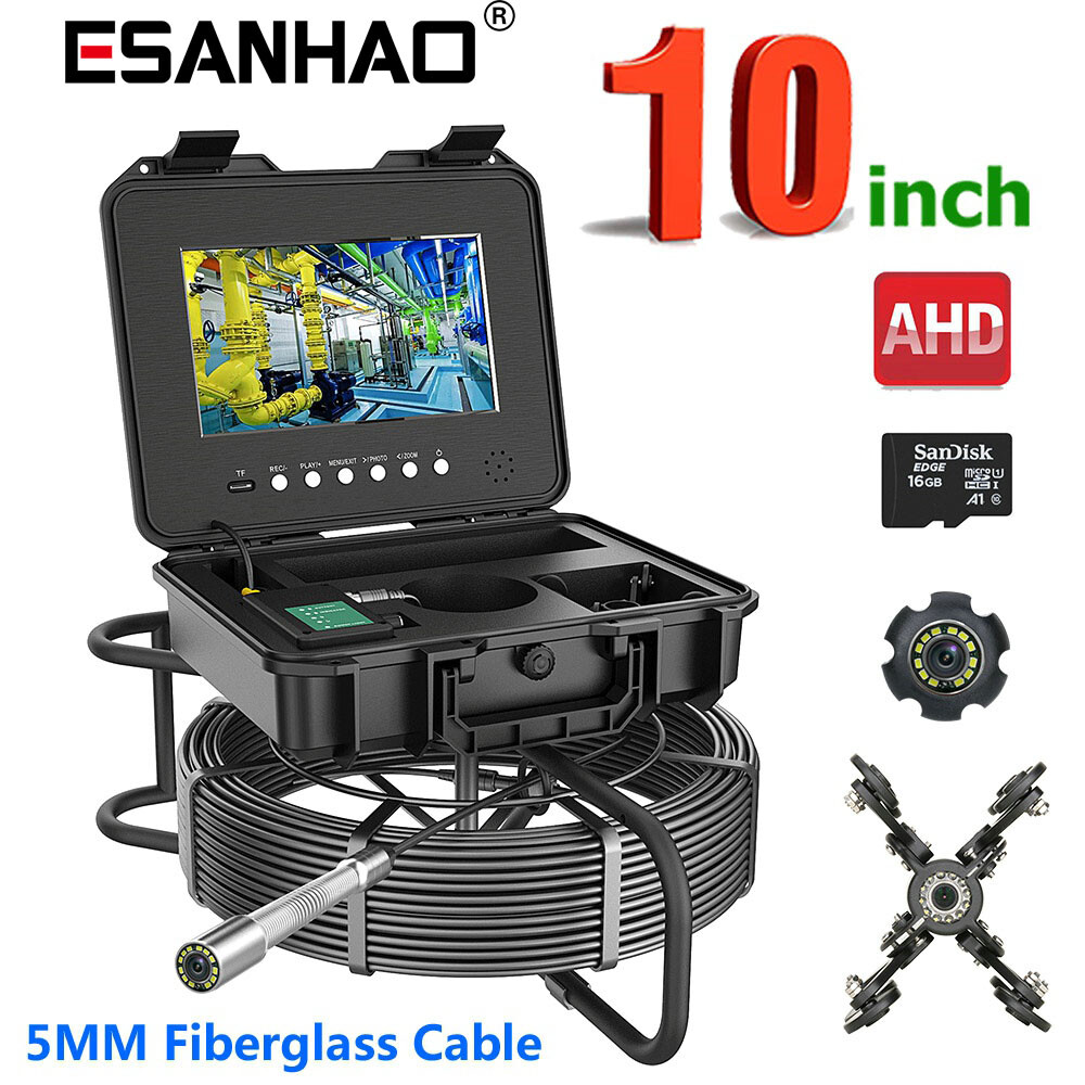 164ft Drain Sewer Camera Pipe Inspection Camera DVR HD 1080P 10&rdquo; Screen 5x Zoom