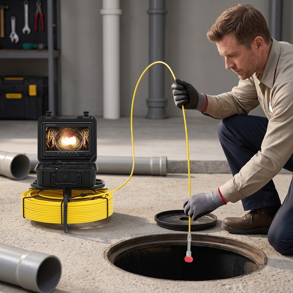 200ft Pipeline Inspection Camera, Sewer Main Inspection,12PCS LED Scope 12V