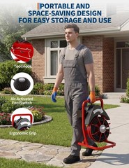 75 FT x 1/2 In Electric Drain Cleaner Machine ,Portable Sewer Snake Drain Auger